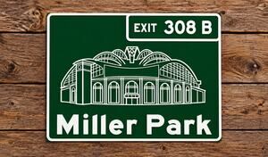 Miller Park Road Sign Exit 308B Milwaukee Wisconsin Baseball Brewers Stadium